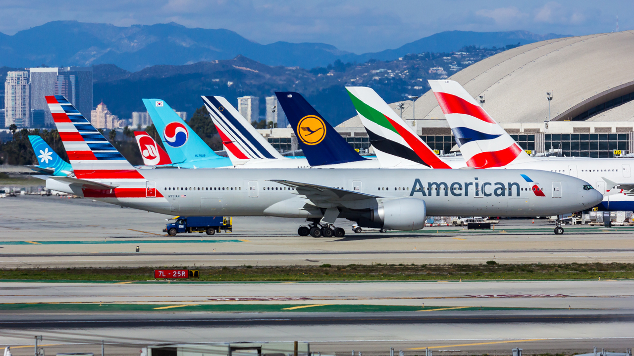 Commercial passenger aircraft at terminal gate